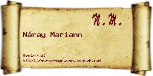 Náray Mariann névjegykártya